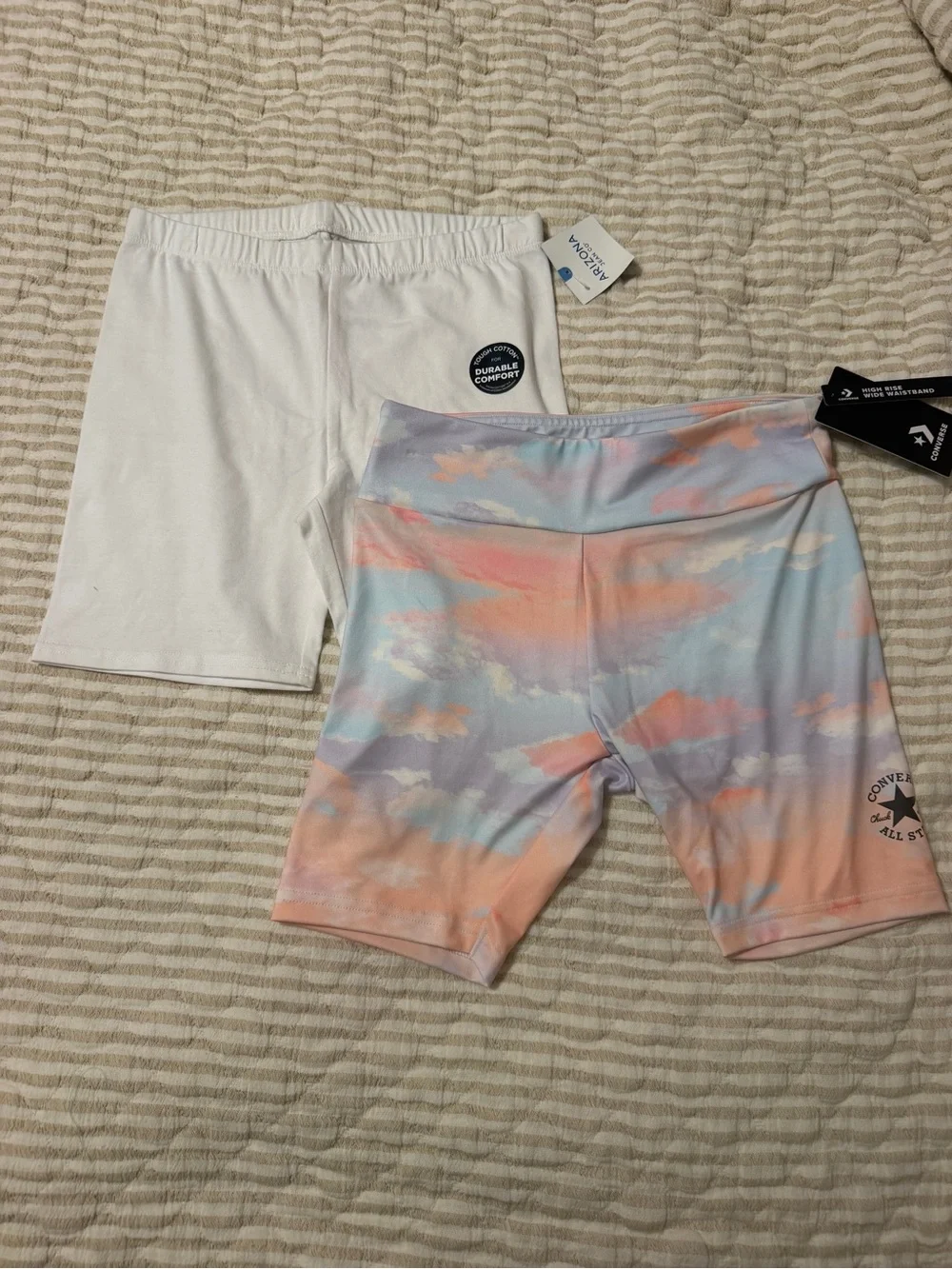 Converse Girls' White Pastel Tie-Dye & White Arizona Bike Shorts
